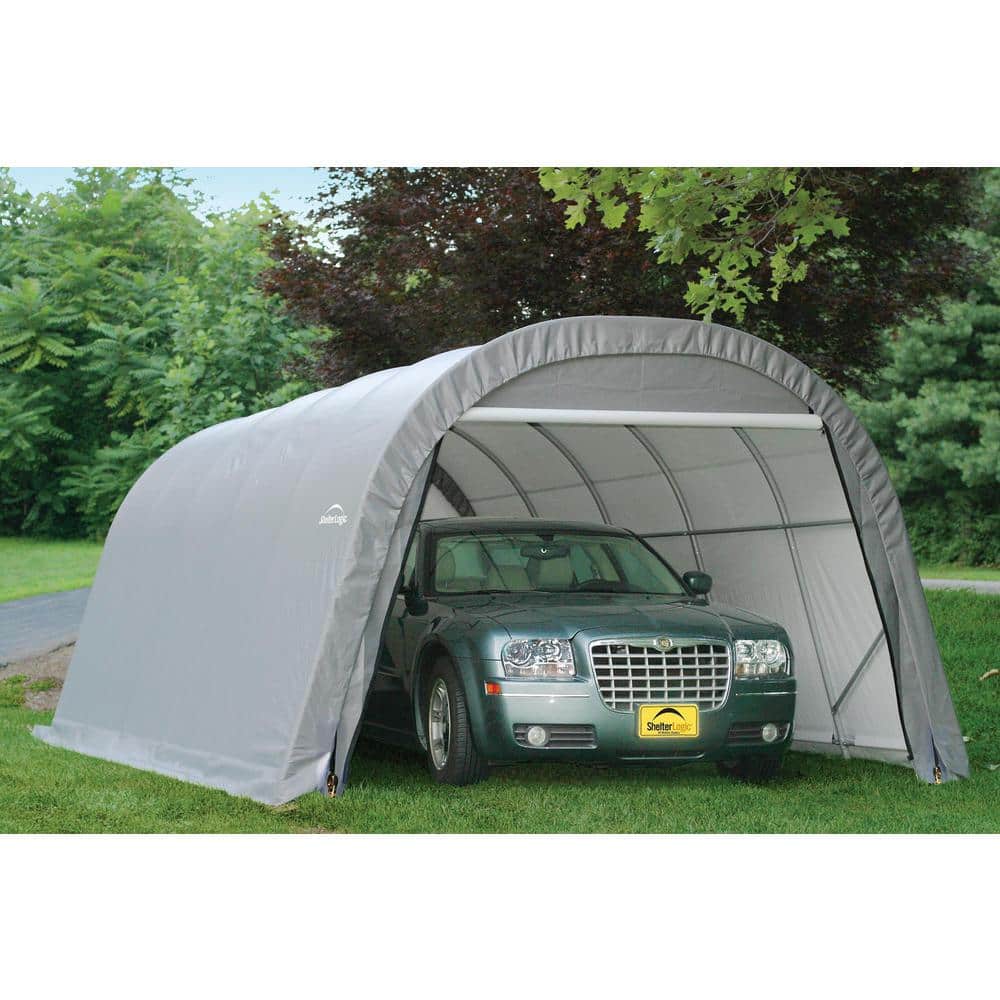 12' x 20' Gray Portable Round Garage with Zippered Doors