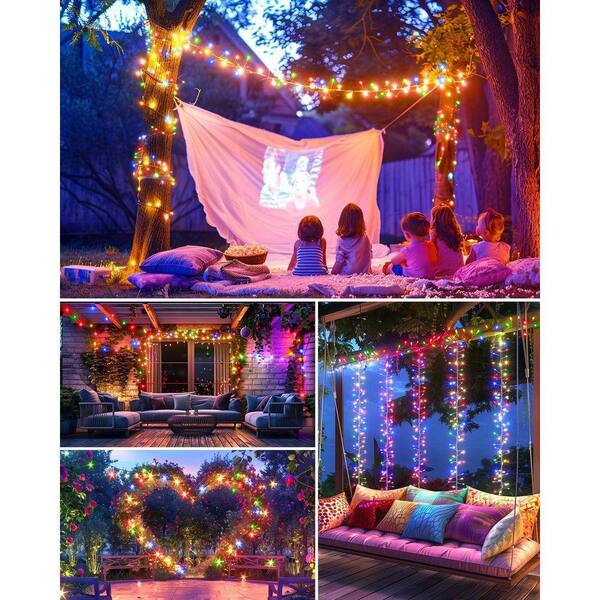 Multicolor 19. 6Ft 240 LED Solar Fairy Lights Outdoor Waterproof