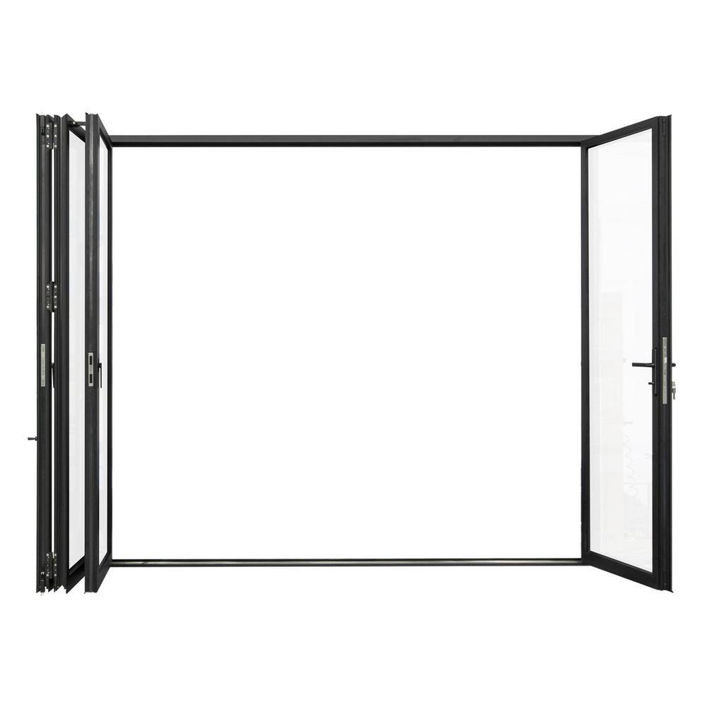 120 in. x 96 in. Black Aluminum Outswing Folding Patio Door 3 Left  1 Right Panels Double Tempered Glass with Lockset price history on PriceWatchPro
