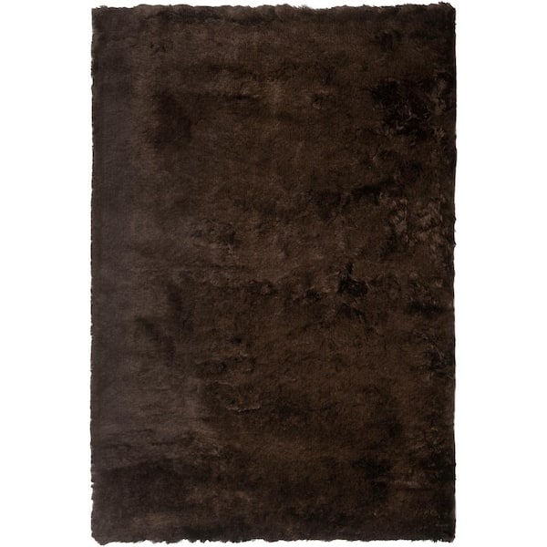 SAFAVIEH Paris Shag Chocolate 6 ft. x 9 ft. Solid Area Rug