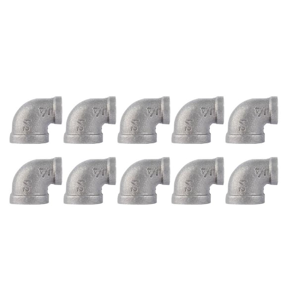 PIPE DECOR 1/2 in. x 1/4 in. Black Iron Reducing 90-Degree Elbow Fitting (10-Pack)