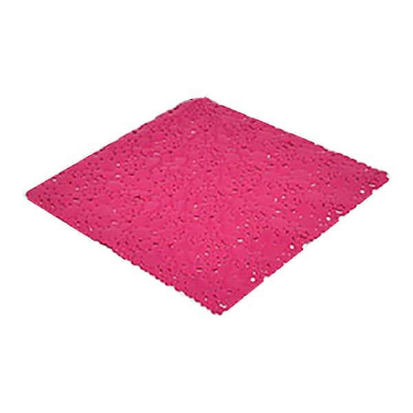 EVIDECO French home goods Bubbles Non-Slip Square Shower Mat Solid Pink 20″L X 20″W