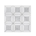 Doheny Thassos White 12.375 in. x 12.375 in. Basket Weave Mixed Marble Wall and Floor Mosaic Tile (1.063 sq. ft./Each)