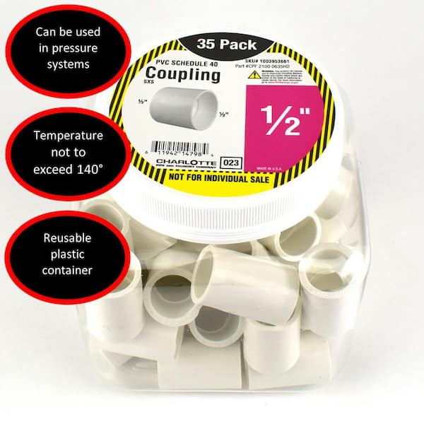 Charlotte Pipe 1/2 in. PVC Coupling S x S Pro Pack (35-Pack)
