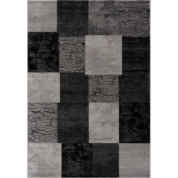 Montage Collection Modern Abstract Doormat Area Rug Entrance Floor Mat (2x5 feet) - 2'3" x 5', Grey