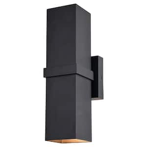 Lavage Aluminum 2-Light Black Cylinder Outdoor Contemporary Wall Lamp - Up and Down Lighting