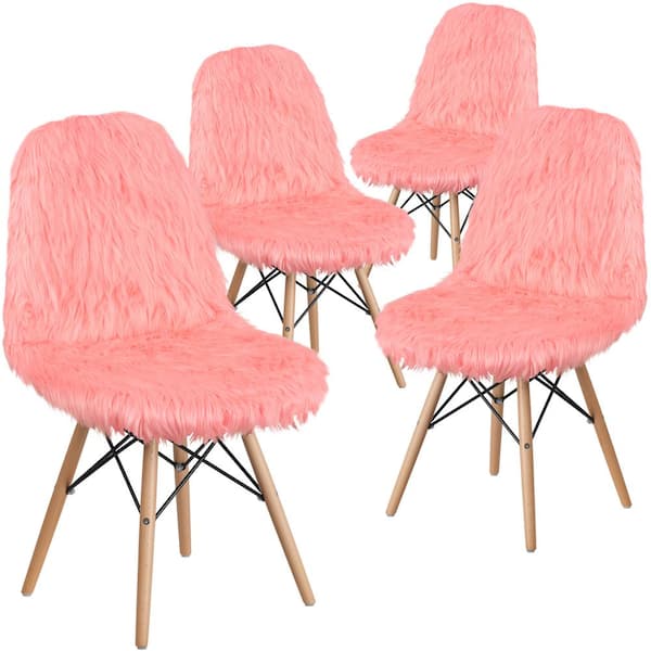 Carnegy Avenue Hermosa Pink Furry Chair (Set of 4)