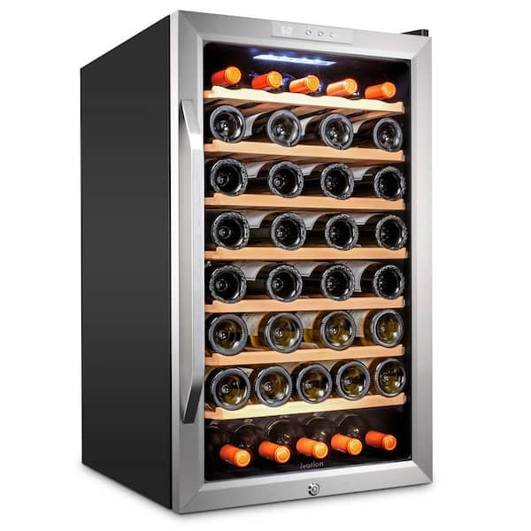 Ivation Single Zone 51-Bottle Freestanding Wine Cooler Refrigerator with Lock in Stainless Steel