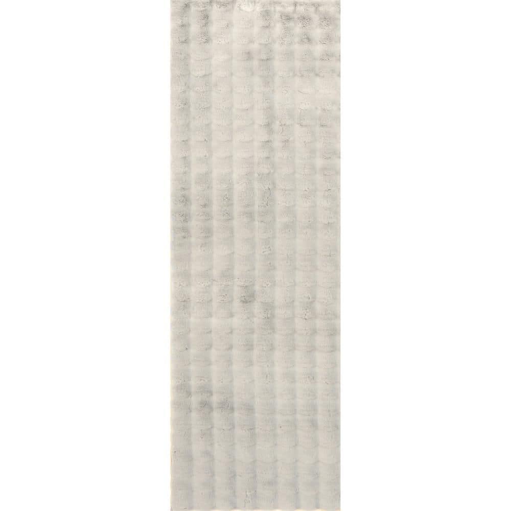 Jeni Solid Faux Rabbit Machine Washable 2 ft. 6 in.  x 8 ft. Silver Runner Rug price history on PriceWatchPro