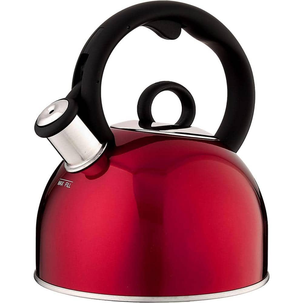 8-Cup Stainless Steel Boiling Whistle Stovetop Classic Kettle in Metallic R