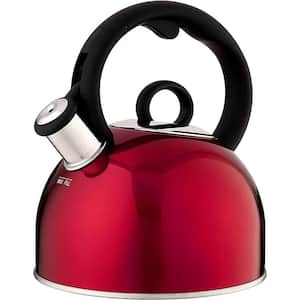 8-Cup Stainless Steel Boiling Whistle Stovetop Classic Kettle in Metallic Red Make 2-Quarts of Boiling Water