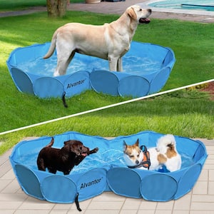63 in. x 35 in. x 12 in. Foldable Portable Indoor Outdoor Double Pet Swimming Pool, Bathing Tub, Shower Spa, Kiddie Pool