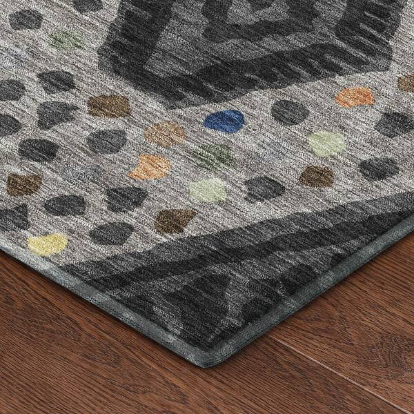 Mayfield Premium Machine Washable Abstract AMF2457 Charcoal 5 ft. x 7 ft. 6 in. Area Rug