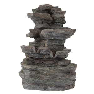 Tabletop LED Water Fountain with Cascading Rock Waterfall