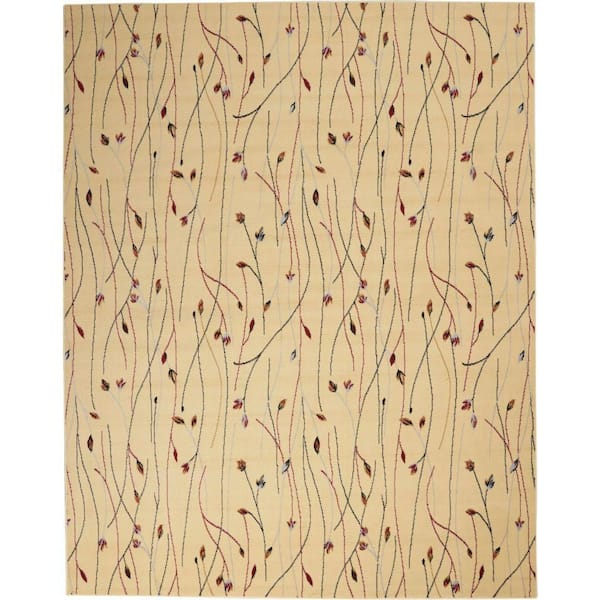 Nourison Grafix Cream 8 ft. x 10 ft. Floral Contemporary Area Rug