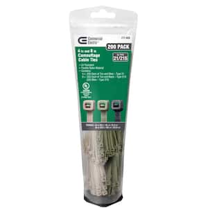4 in. and 8 in. Garden Cable Tie Tube, Camouflage (200-Pack)