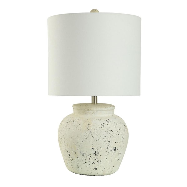 StyleCraft 26.5 in. White Gourd Task and Reading Table Lamp for Living Room with White Linen Shade
