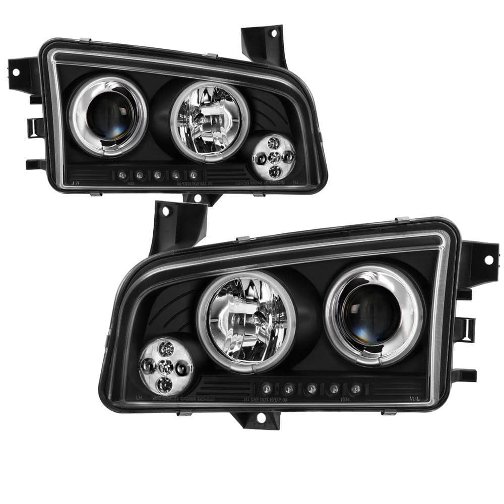 Dodge Charger 06-10 Projector Headlights - Halogen Model Only- CCFL Halo - LED ( Replaceable LEDs ) - Black price history on PriceWatchPro