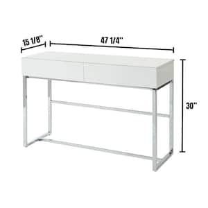 Juni 48 in. White Standard Rectangle Wood Console Table with Drawers