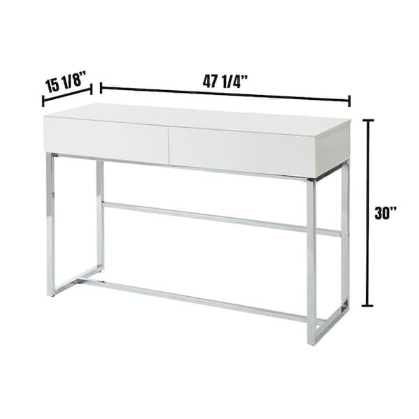 William's Home Furnishing Juni 48 in. White Standard Rectangle Wood Console Table with Drawers