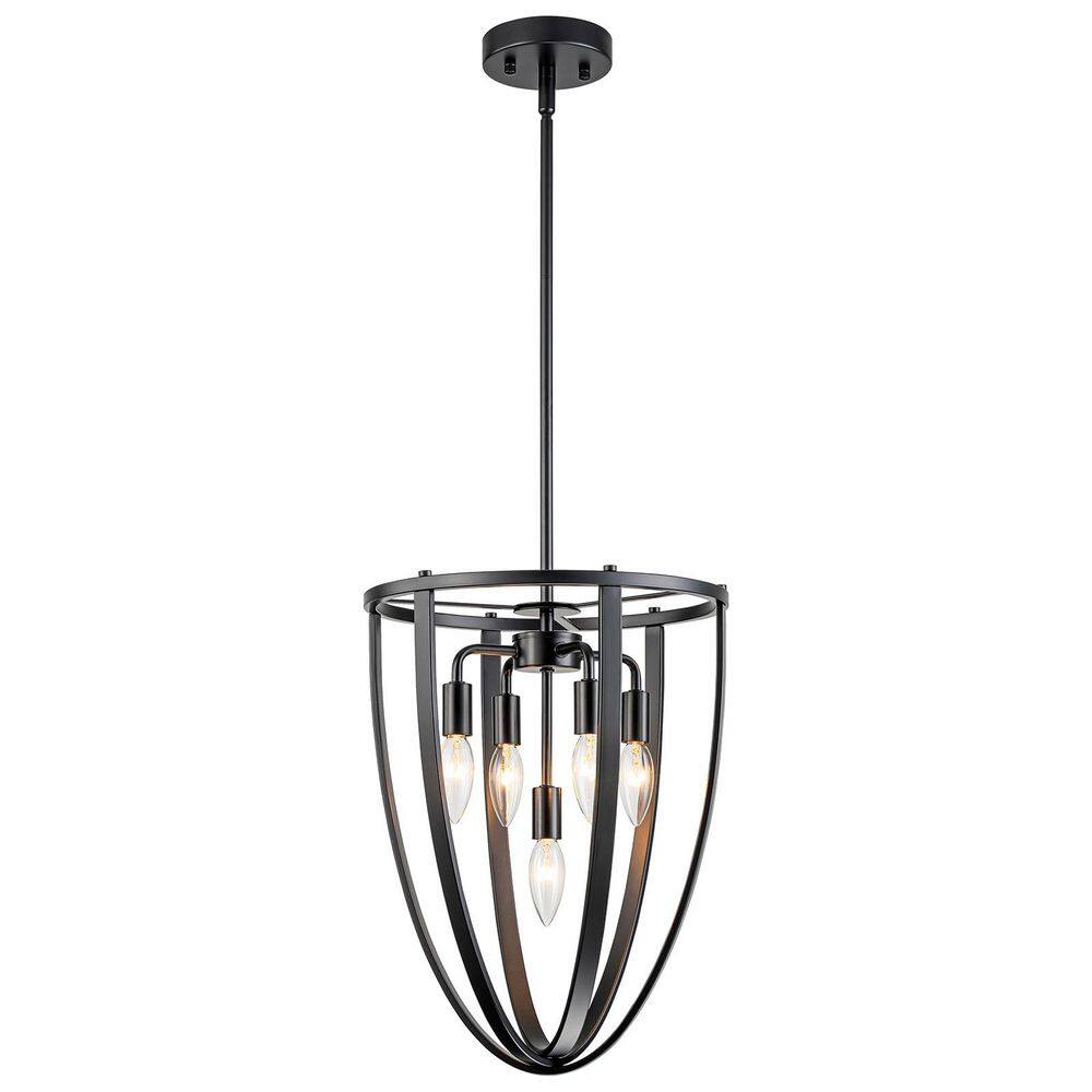 Black Modern Pendant Light with 5-Light E12 Candelabra Base, Cage Chandelier for Foyer, Dining Room, Staircase price history on PriceWatchPro