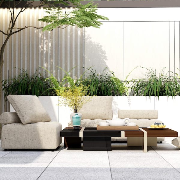 Unbranded 1-Piece Aluminum Outdoor Sectional , Couch Back Cushion Covers - Removable, Waterproof Sofa Cover, with Brown Cushions