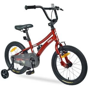 Kids 16 in. Age 4-7 Years Boys Bike with Training Wheels, Rear Coaster Brake and Front V Brake in Red