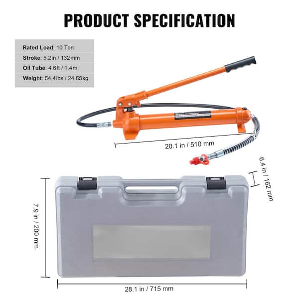 SKYSHALO 10 Ton Porta Power Kit, Portable Hydraulic Jack with 4.6