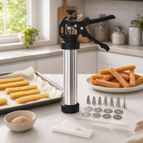 Wudkey Churro Maker Machine, 21-Piece Stainless Steel Churro Gun