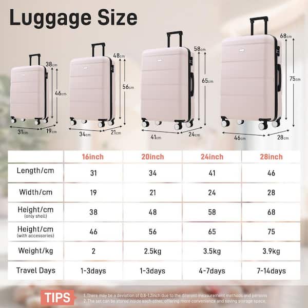 Polibi 6-Piece Light Pink ABS Hardside Luggage Set with 2-Bags