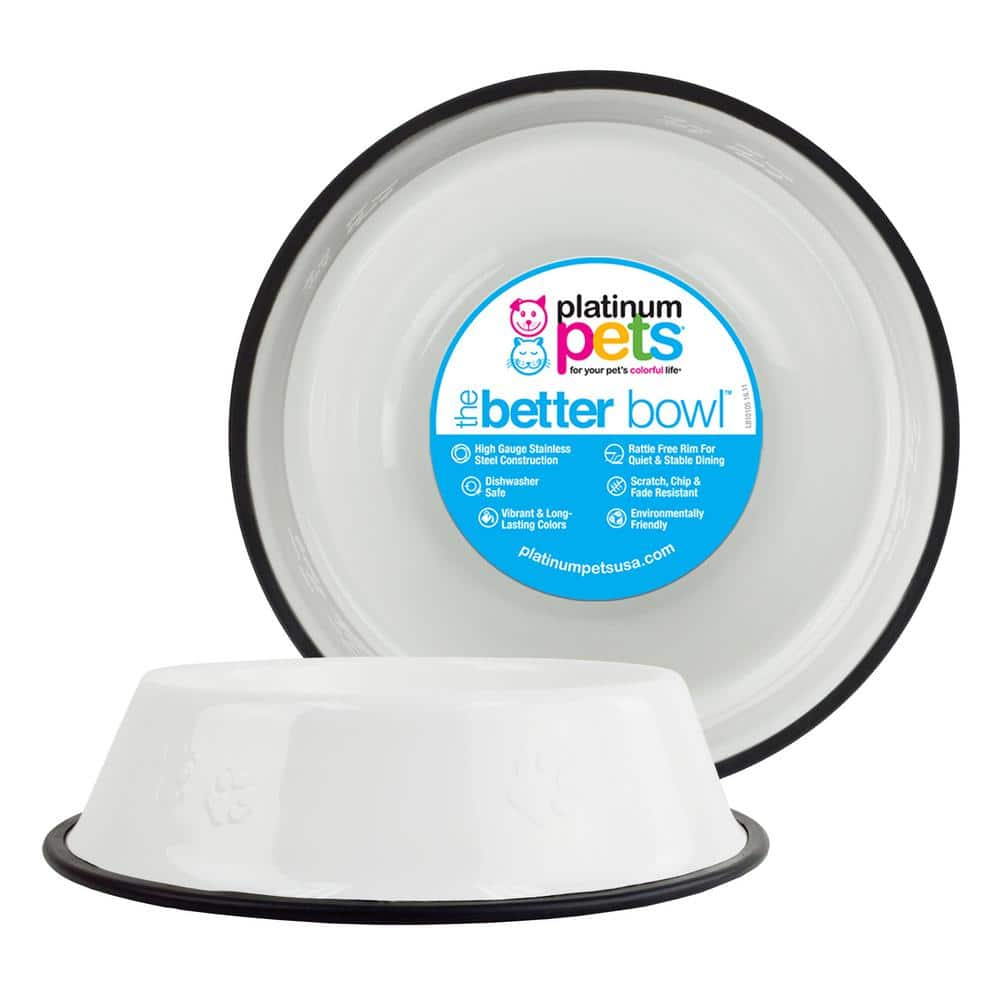 Because of Paws Non-Skid Pet Bowl Tray - with 2 Slow Down Bowls Set - for  Small to Medium Dogs - Protects Floor from Food and Water