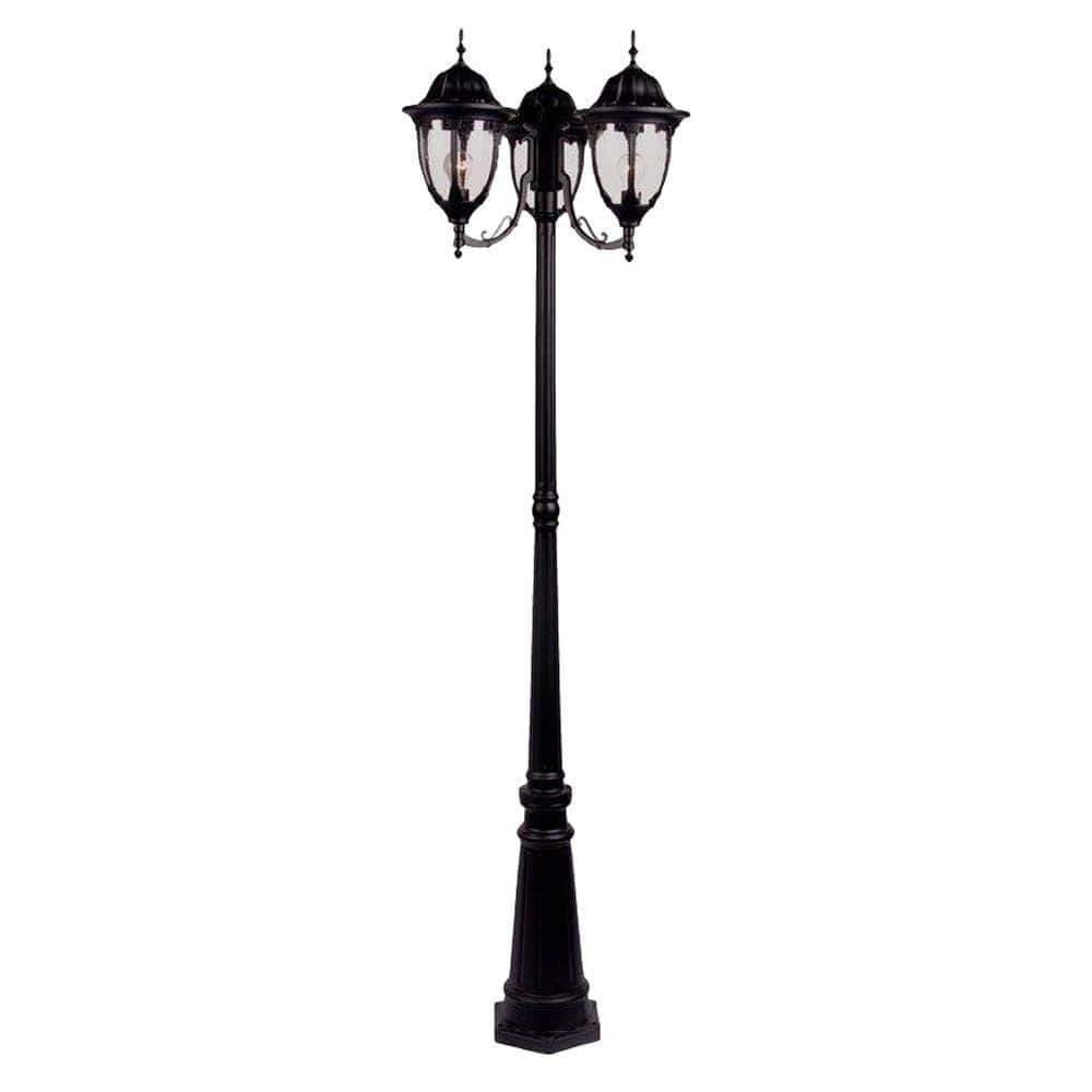 Acclaim Lighting Suffolk 3-Light Matte Black Outdoor Surface-Mount Post Fixture