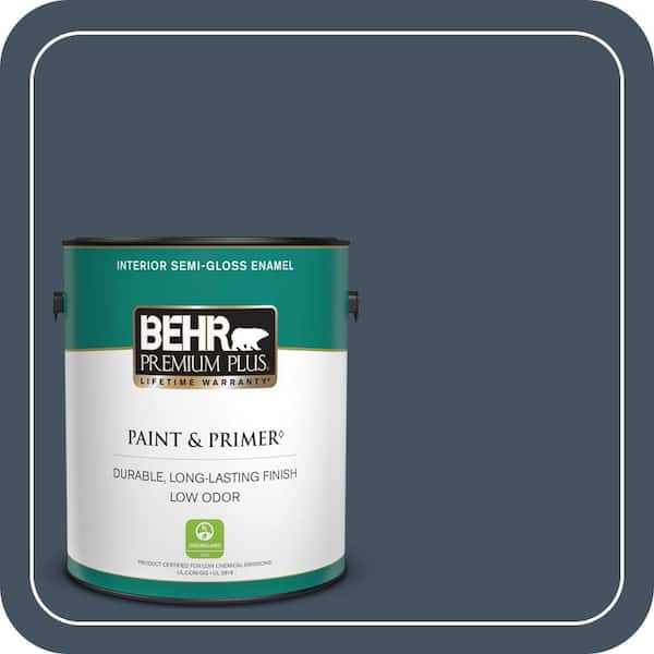 BEHR PREMIUM PLUS 1 gal. #ECC-30-3 Night Tide Semi-Gloss Enamel Low Odor Interior Paint & Primer