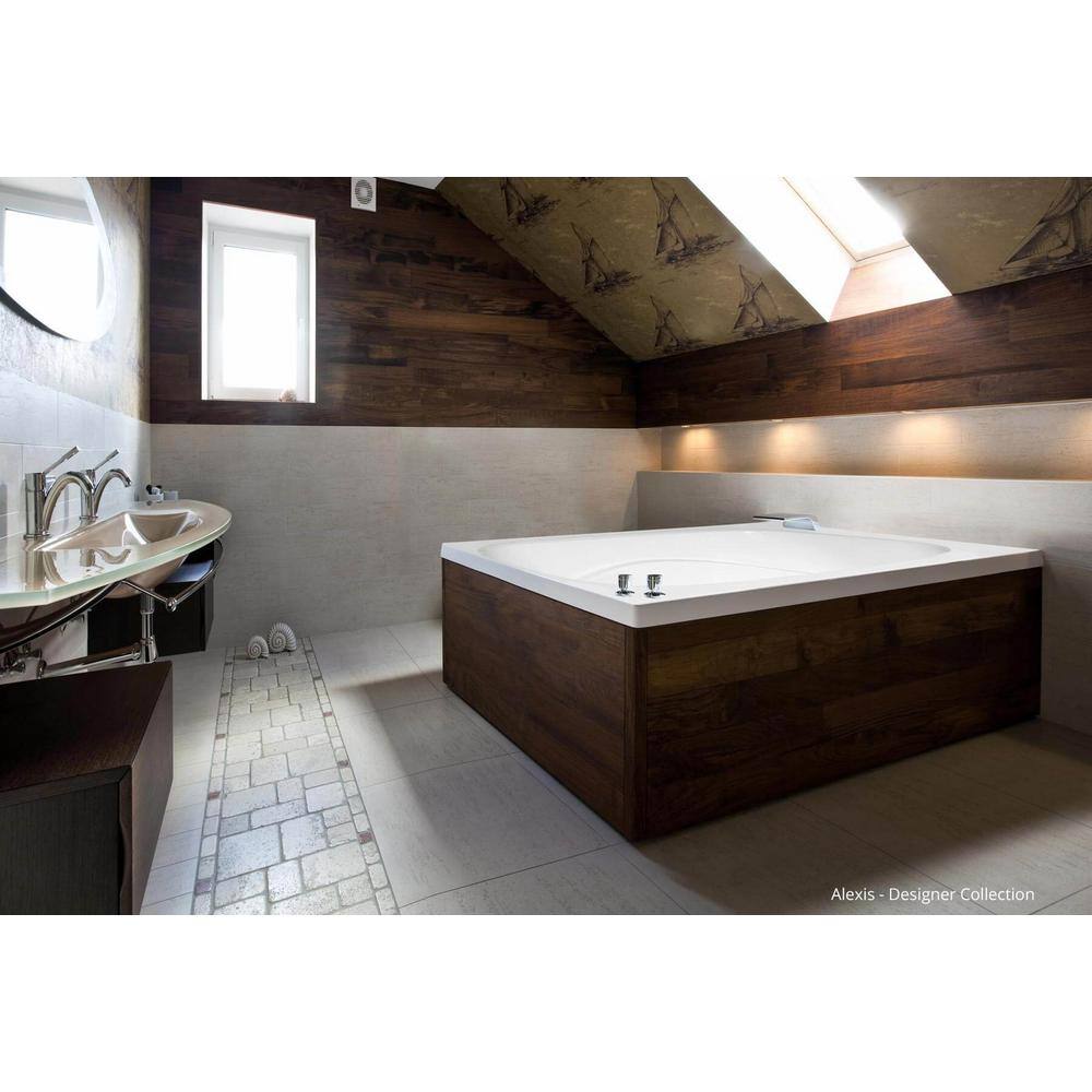Alexis 60" White Acrylic Drop-In Bathtub with Jets
