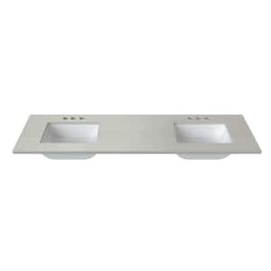 67 in. W x 22 in. D Cultured Marble Rectangular Undermount Double Basin Vanity Top in Silver Stream