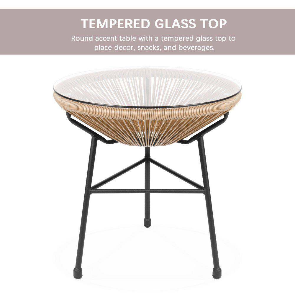 Natural Acapulco 3-Piece Patio Set with Glass Table