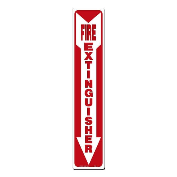 Lynch Sign 4 in. x 20 in. Decal Red on White Sticker Fire Extinguisher with Arrow Down