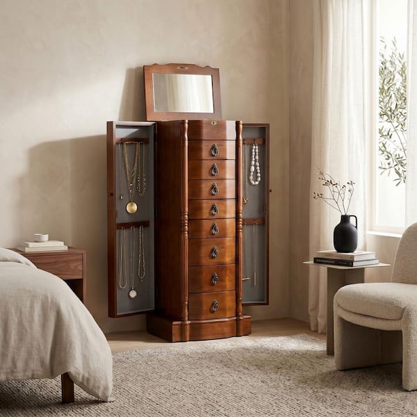 HIVES HONEY Robyn Walnut Jewelry Armoire 1004-382 - The Home Depot