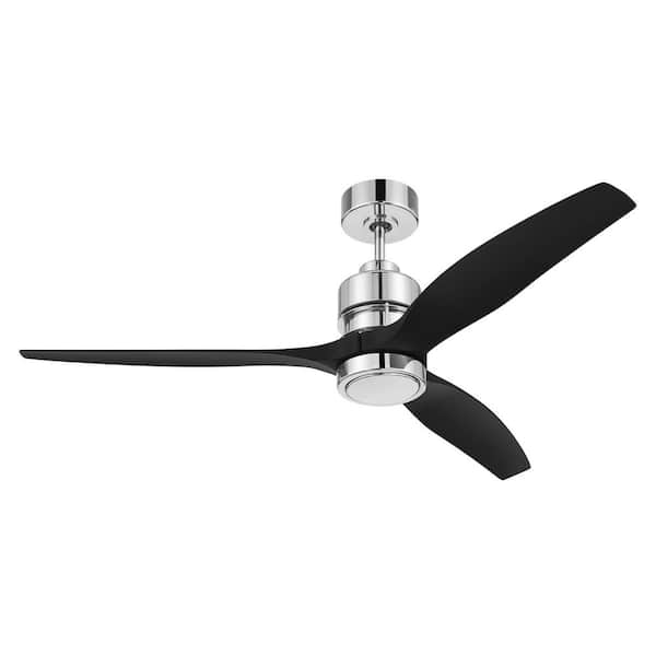 Sonnet Wi-Fi 52 in. Indoor Brushed Polished Nickel Smart Ceiling Fan w/ Wi-Fi Enabled Remote & Integrated LED Light