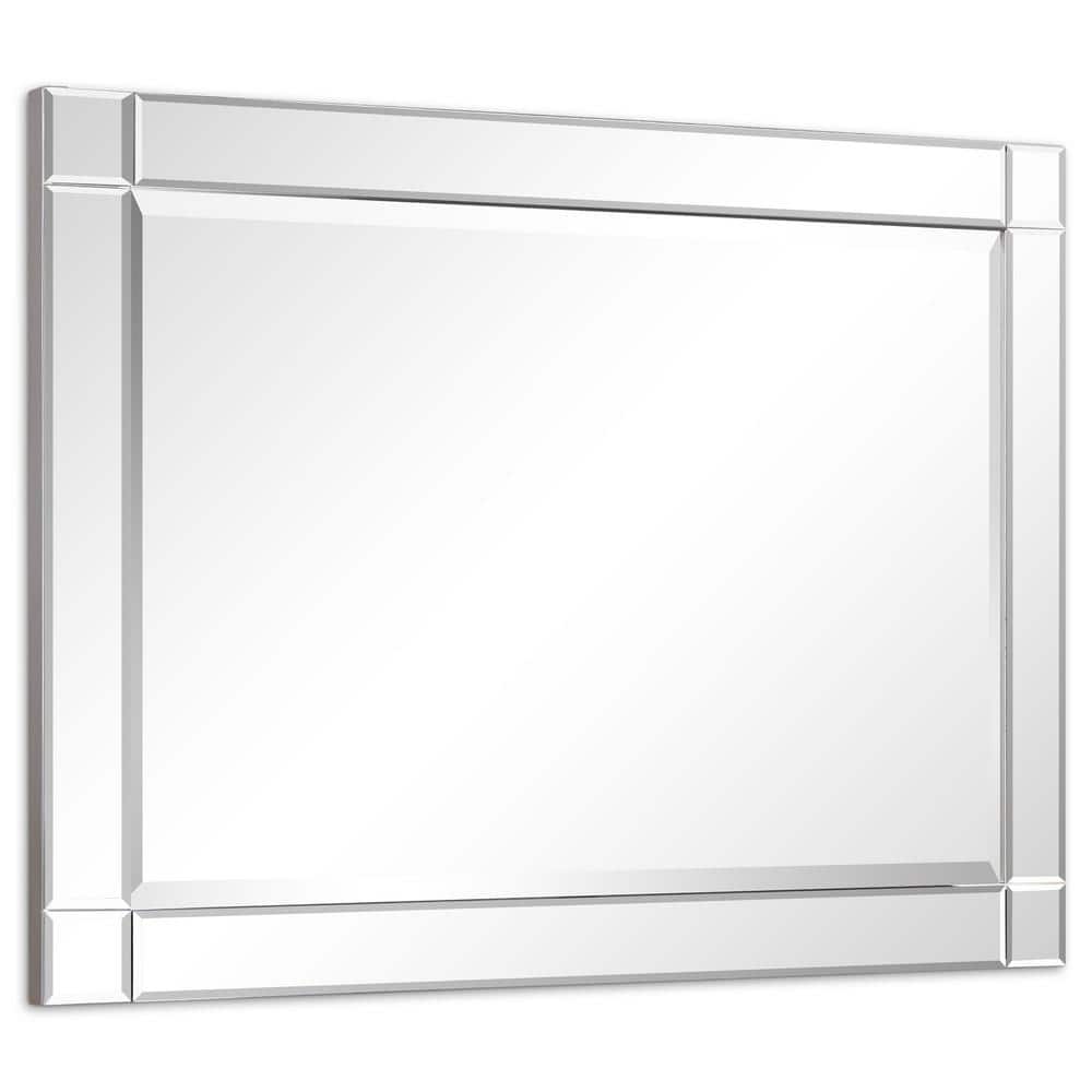Elegant Full-Length 30" x 40" Rectangular Beveled Wall Mirror with Solid Wood Frame