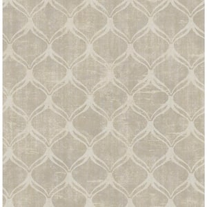 Bowery Taupe Ogee Taupe Wallpaper Sample