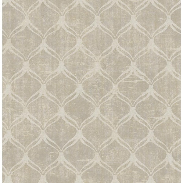 Chesapeake Bowery Taupe Ogee Taupe Wallpaper Sample