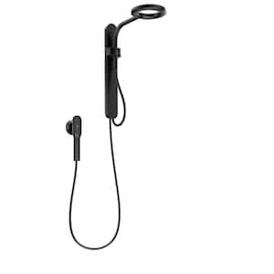 Spa Shower 1-Spray 8 in. Dual Tub Wall Mount Fixed and Handheld Shower Head with Magnetic Remote Dock in Matte Black