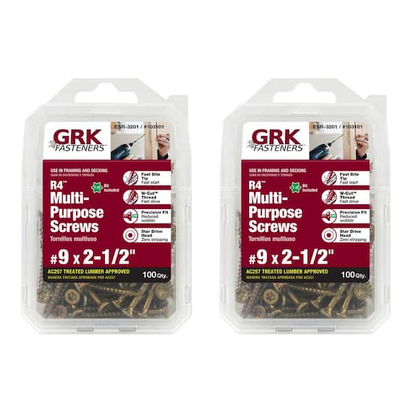GRK Fasteners #9 x 2-1/2 in. Star Drive Bugle Head R4 Multi-Purpose Screw Combo Kit 2 of (100-per Pack)