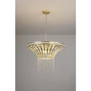 23.6 in. Modern 8-Light Gold Crystal Waterfall Chandelier for Living Room and Kitchen Island w/No Bulbs Included