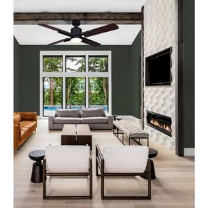 Loxley 52 in. Integrated LED Indoor Matte Black Dual Mount Ceiling Fan with Light Kit and Remote Control