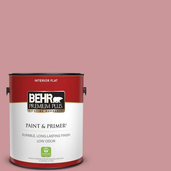 BEHR PREMIUM PLUS 1 gal. #S140-4 Minstrel Rose Flat Low Odor Interior Paint & Primer