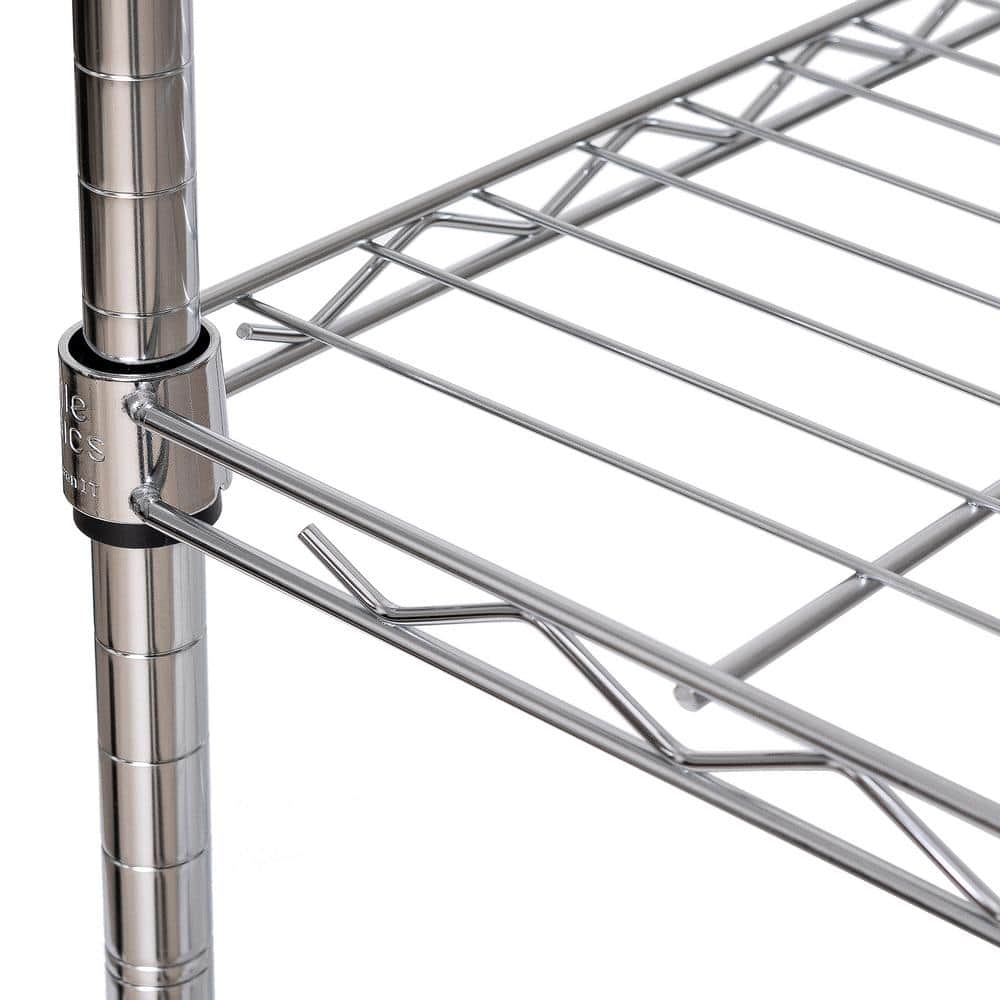 Adjustable 4-Tier Gray Steel Wire Shelving Unit with Wheels