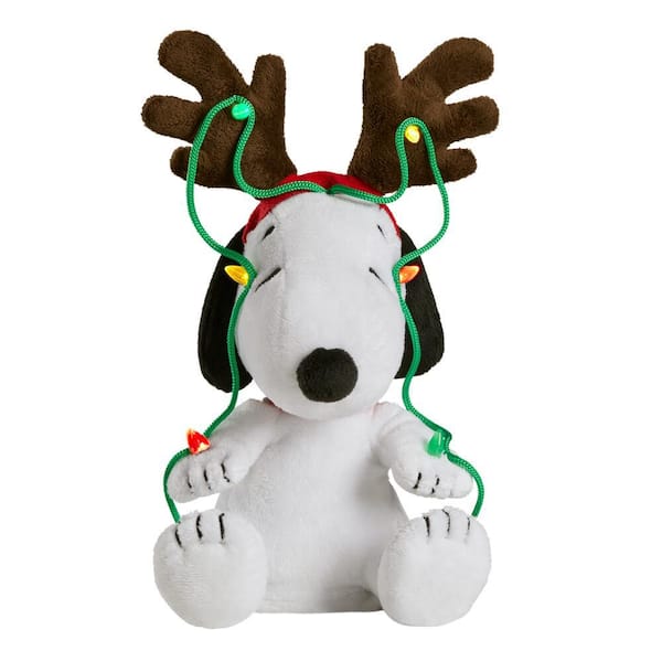 Unbranded 9 in. Musical and Light Up Animated Snoopy with Antler Headband