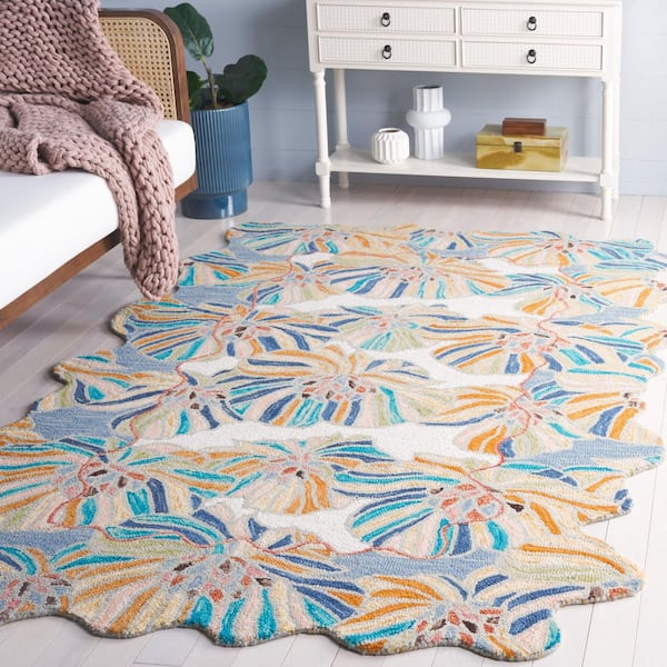 Jardin 3 ft. x 5 ft. Ivory/Blue Abstract Floral Oversized Area Rug